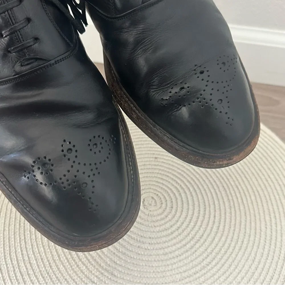 DOLCE & GABBANA Mens Lace Up Black Leather Loafer Dress Shoes Size 10 Old‎ Money